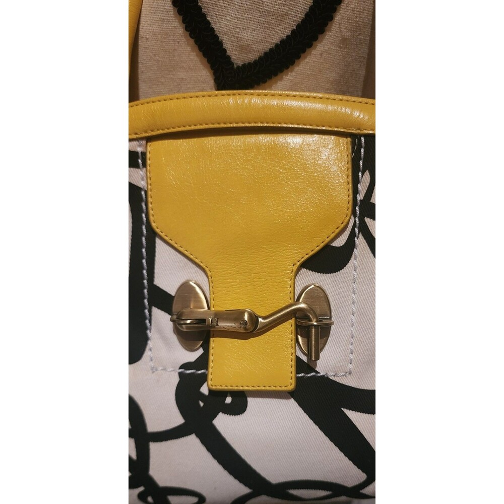 Rare TOMMY HILFIGER Yellow/Black Print Canvas Boat PURSE HandBag &CoinPurse VguC - Picture 5 of 14